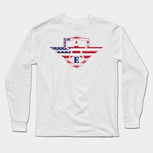 Letter E American Flag Monogram Initial Long Sleeve T-Shirt